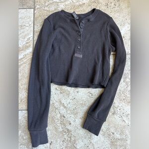 SKIMS brown Long Sleeve Henley Top